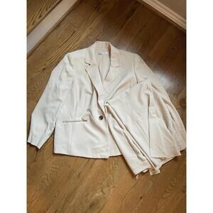 Kasper Womens NWT Tan Jacket  Two Piece Suit Set Sz 18W Blazer Pants